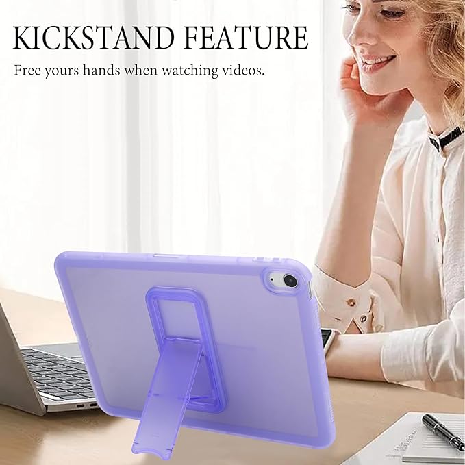 Slim Case for iPad Air 11-inch M4/M3/M2 (2026/2025/2024), Built-in Kickstand Non-Slip Shockproof Rugged Protective for Women Men, Purple