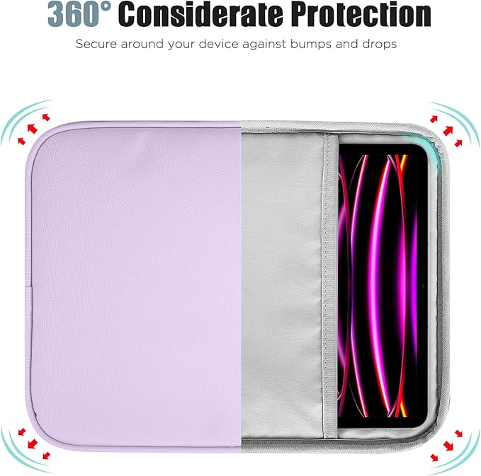TiMOVO 13 Inch Tablet Sleeve with Pocket for iPad Air 13" M3 2025, iPad Pro 13"/12.9", Galaxy Tab S9/S10 Plus/S9 FE+ 12.4", Remarkable Paper Pro 11.8", Purple Lavender