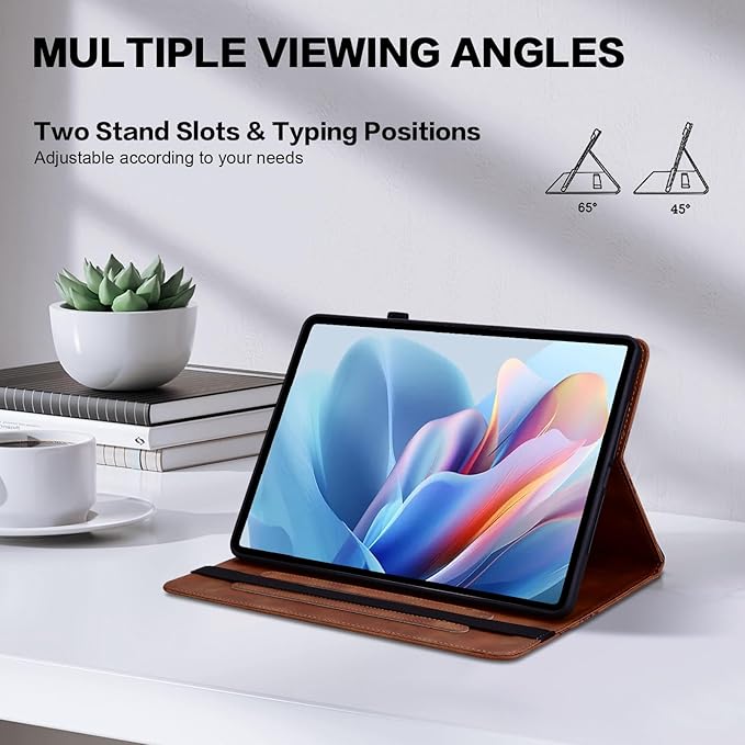 Case for iPad (A16) 11th Generation 11 Inch (2025), iPad 10th Generation 10.9 Inch (2022), Embossed PU Leather Case with Elastic Band, Pencil Holder & Card Slots - Brown