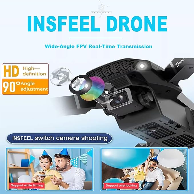Mini Drone with Camera for Adults - Christmas Toy Gift for Beginner Age 14 Years Old - RC Quadcopter Multirotors | Foldable UAV | WiFi HD FPV Live Video | One Key Take Off/Land | Altitude Hold | Headless Mode | 360° Flip | Carrying Case (IN Black)