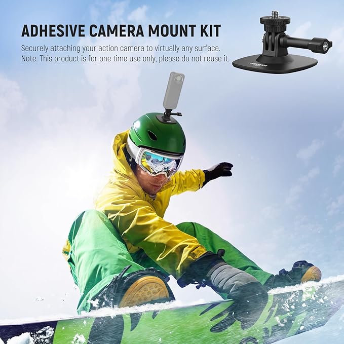 NEEWER Adhesive Mount Compatible with Insta 360 GoPro DJI AKASO Action Camera, 180° Tilt Flexible Car Helmet Holder Base Adapter for POV Video Recording Live Streaming, for 1/4" Accessories, CA159