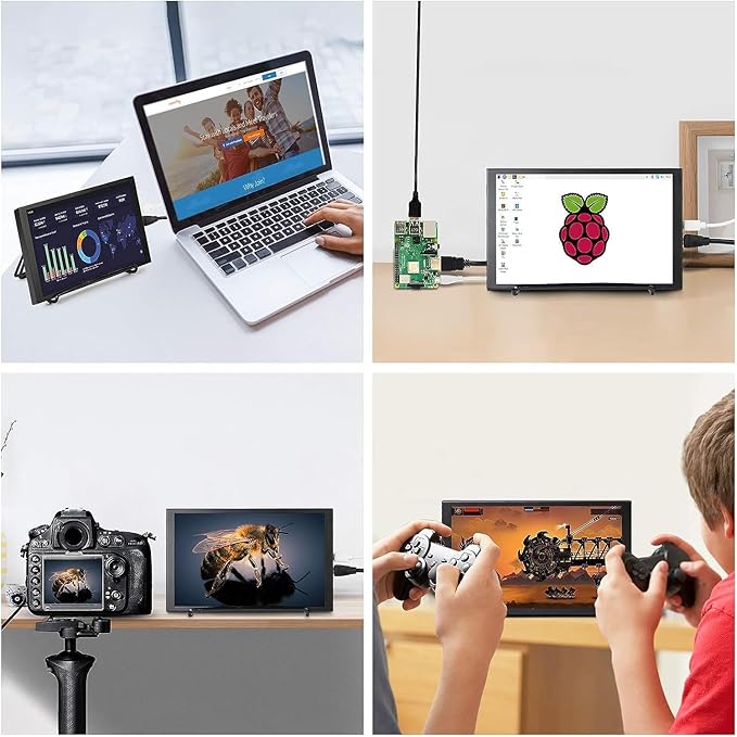 ELECROW 8 Inch Touchscreen Monitor, 1280x800 IPS LCD HD Display with Stand, Portable Capacitive Touch Screen Compatible for Raspberry Pi 3/4/5, Win 11/10/8/7, Jetson Nano, laptops, Game Consoles