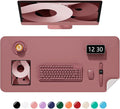 Desk Pad, 30" x 14" PU Leather Non-Slip Desk Mat Large Mouse Pad for Desktop, Waterproof Laptop Computer Writing Mat for Office, Home, Work, Gaming, Deep Red