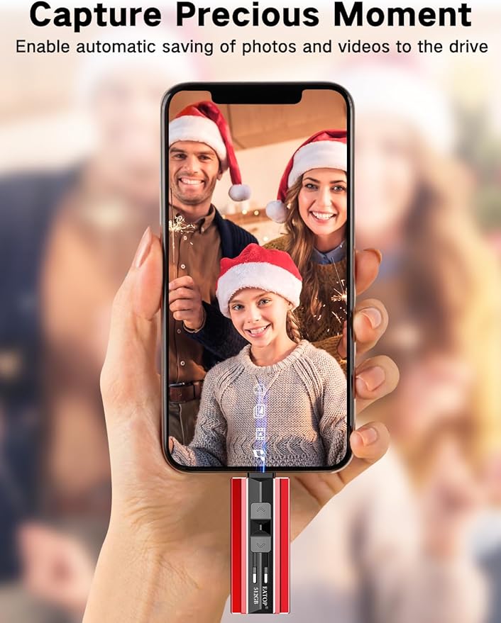 EATOP 512GB Flash Drive Intended for Phone Tablet Androidphone and Computers, 4 in 1 Photo Stick for Phone Memory Storage Easily Backup Photos Videos, Plug and Play, No App Required (Red)