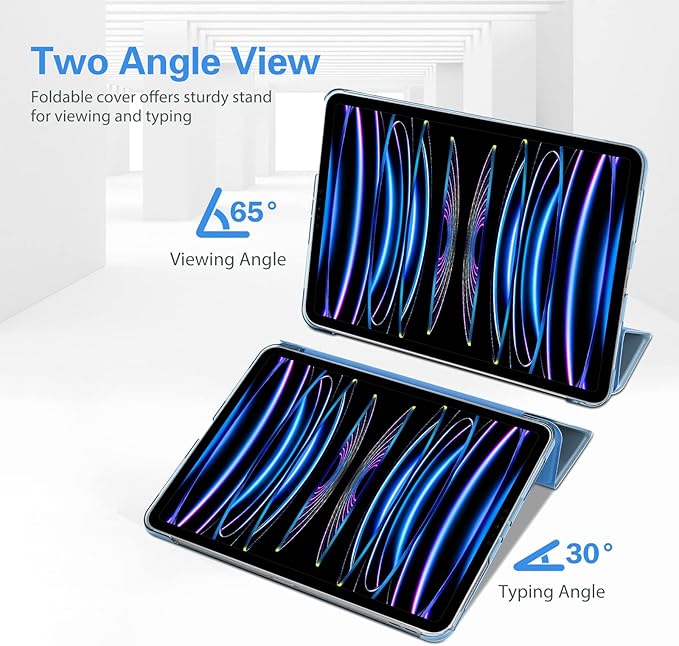 ProCase for iPad Pro 11 Inch Case 2022/2021/2020/2018(4th/3rd/2nd/1st Generation), iPad Pro 11" Slim Stand Hard Back Cover Shell Smart Folio Compatible with Pencil/Support Auto Wake/Sleep -SkyBlue
