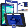 Case for iPad 6th/5th Generation 9.7''inch with Screen Protector Pencil Holder [360 Rotating Hand Strap] &Stand, Drop-Proof Case for iPad 6th/5th/ Air 2/ Pro 9.7 (Black&Blue)