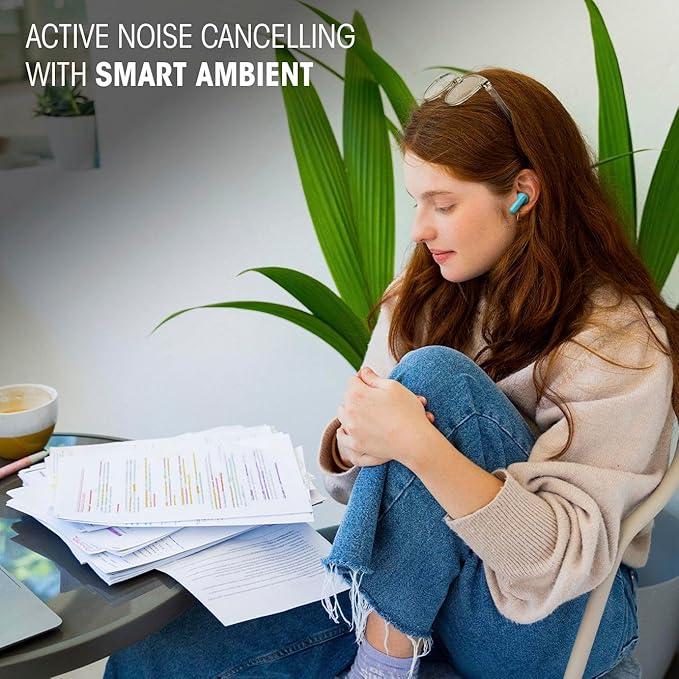 JBL Vibe Beam 2 - True Wireless Noise Cancelling Earbuds with JBL Pure Bass Sound & Smart Ambient Technology, 4mics for Crisp, Clear Calls, up to 40Hrs of Playback, IP54 Dust & Water Resistant (Blue)