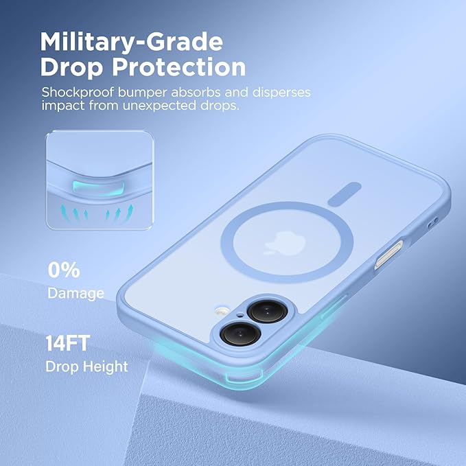 CAPRARO Magnetic Compatible with iPhone 16 Case, Upgraded [Full Camera Protection] [Compatible with MagSafe] Protective Translucent Matte Women Girl Phone Case Cover, Snow Purple