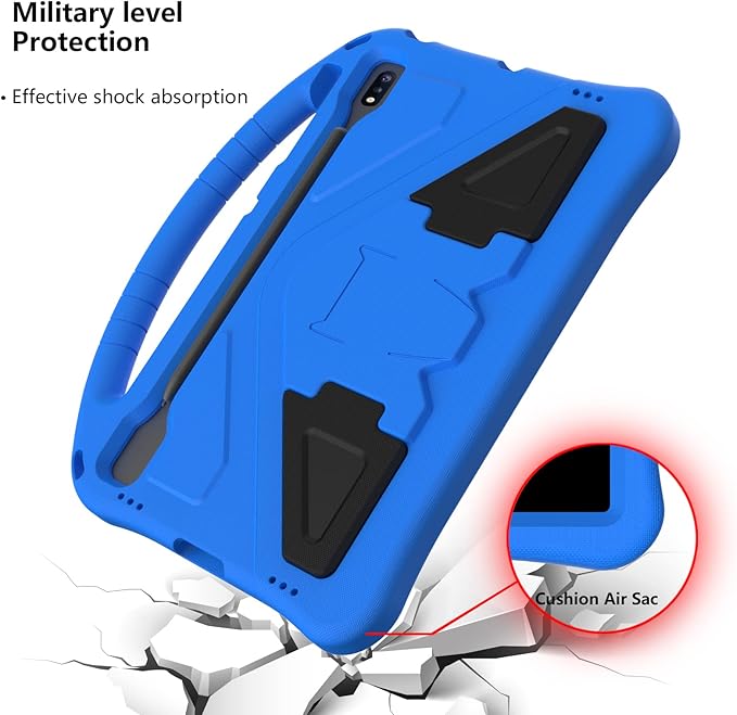 Kids Case for Samsung Galaxy Tab S10 Lite/S10 FE/S9 FE 10.9"/Tab S9/S8/S7 11", Techcircle Light Weight Shock Proof EVA Foam Handle Rugged Stand Protective Case, Blue