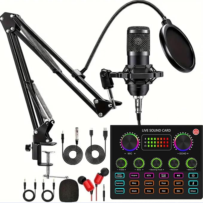 sktome Podcast Equipment Bundle, V8max Voice Changer with Podcast Microphone Bundle - Studio Condenser Microphone Perfect for Podcasting, Recording, Singing, Streaming and Gaming