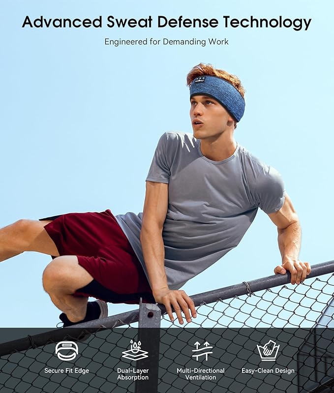 MUSICOZY Sleep Headphones Bluetooth 5.4 Headband, Wireless Earphones Music Sleep Earbuds Sleeping Eye Mask with HD Stereo Speakers for Workout Running Travel Yoga, Ideal Gifts (Blue)