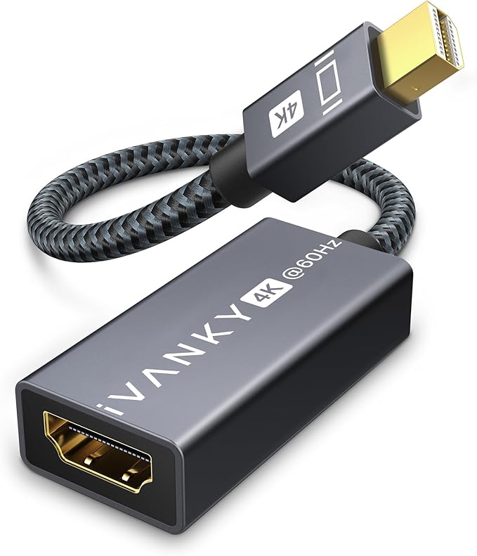 IVANKY 4K Active Mini DisplayPort to HDMI Adapter, 4K@60Hz, Thunderbolt 1&2 to HDMI Super Slim, Mini DP to HDMI Adapter for MacBook Air/Pro, Surface Pro/Dock/Book, Monitor, Projector-Grey