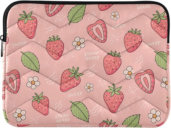Strawberries Laptop Sleeve 13-14 Inch Waterproof Computer Bag for Women, Men - Cute Tablet Cover, A06D24018