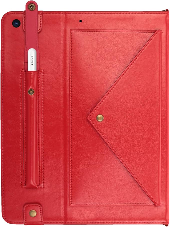 Handbag Case for iPad Mini 7.9" Series, iPad Mini 4/Mini 5 Case, Techcircle Lightweight Folio Stand Crossbody Wallet Case with Pencil Holder, Hand Strap & Shoulder Strap Soft Protective Cover, Red
