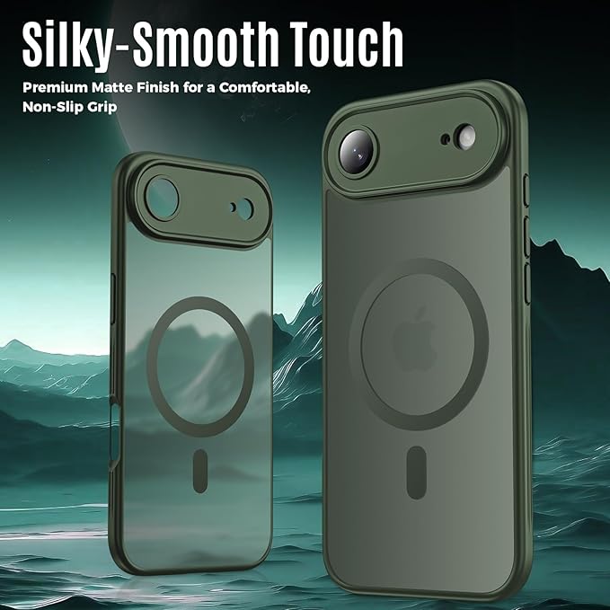 Symcele Designed for iPhone Air Case, Compatible with MagSafe, [Camera Protection] [15FT Military Drop Protection] Shockproof Translucent Matte Anti-Slip Thin Slim Phone Case, 6.5", Alpine Green