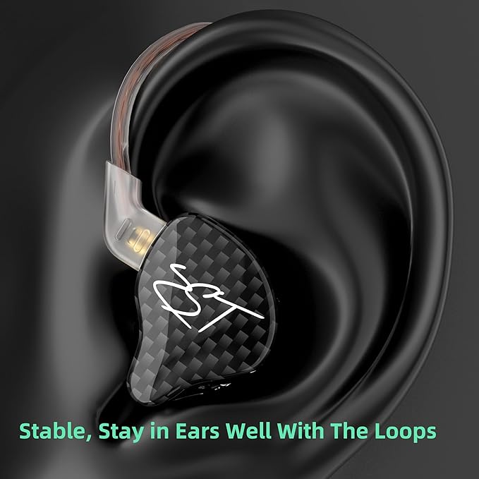 YINYOO KZ-ZST Hybrid Banlance Armature with Dynamic in-Ear Earphone 1BA+1DD HiFi Headset Wired Earbuds IEM Headphones Gaming Earbuds (Black-zst Without Microphone)
