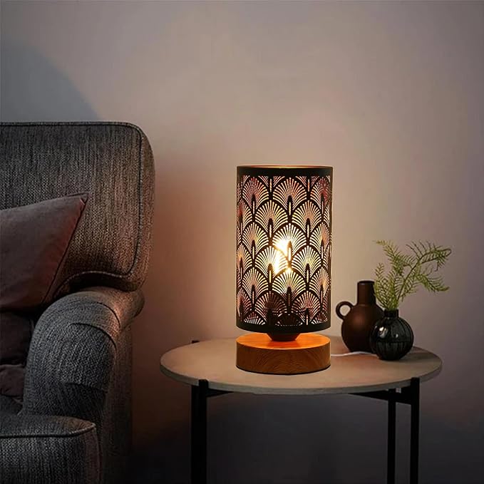 Small Industrial Table Lamps Dimmable, Bedside Lamps for Nightstand,End Table Side Desk lamp with Rustic Black Metal Cage Lampshade for Bedroom, Kids Room Living Room 2700K LED Bulb Included