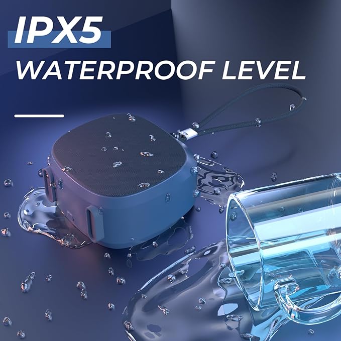 PEICHENG Speaker, Small Portable Bluetooth Wireless IPX5 Waterproof Shower Speaker,Loud Stereo Sound Deep Bass,Dual Pairing, RGB Lights,Long Playtime for Outdoor Party, Great Gift,1PC (Blue)