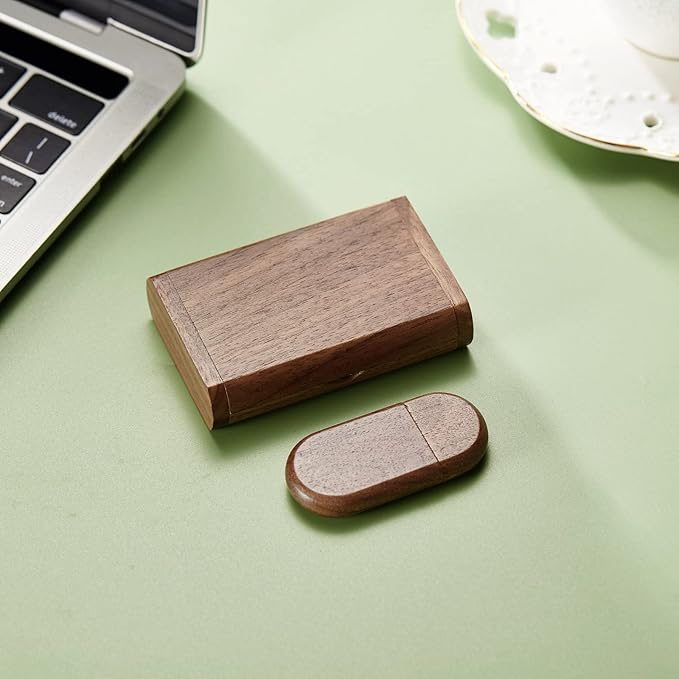 USB Flash Drive, 32GB Wooden USB2.0 High Speed USB Thumb Drives Memory Stick Pen Date Storage Stick Pendrive (Walunt Ellipse)