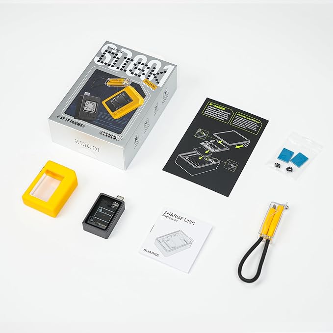 Sharge Disk M.2 NVMe SSD Enclosure with Active Cooling System, 10Gbps USB C 3.2 Gen2, Enclosure NVMe Reader Supports M Keys and Size 2230 SSDs, Yellow