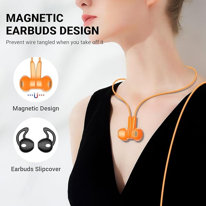 USB C Headphones for iPhone 17 Pro Max Air 16 15 Plus, Type C Earphone with Mic HiFi Stereo Magnet in Ear USBC Wired Earbuds for Samsung Galaxy S26 S25 S24 Ultra S23 Fe S22+ Flip/Pixel 10 9 8, Orange