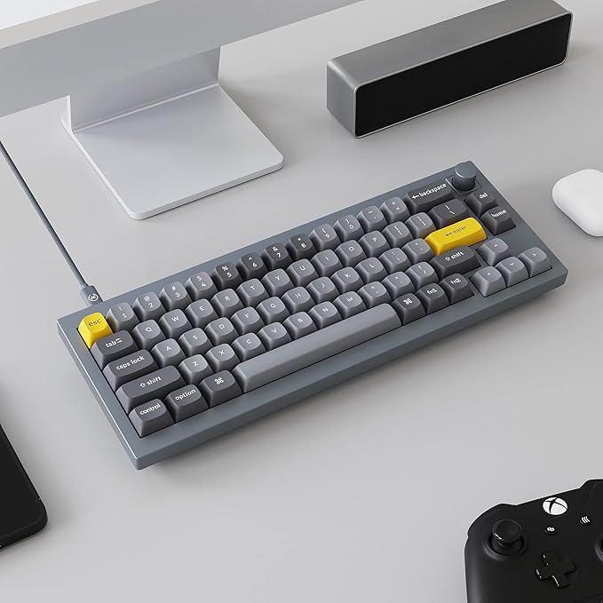 Keychron Q2 Wired Custom Mechanical Keyboard Knob Version, 65% Layout QMK/VIA Programmable Macro with Hot-swappable Gateron G Pro Brown Switch Double Gasket Compatible with Mac Windows Linux (Grey)