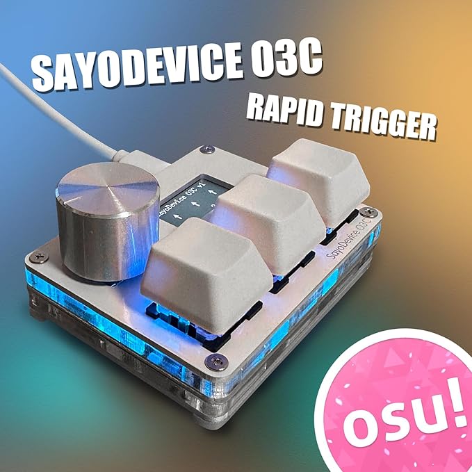 BTXETUEL SayoDevice OSU O3C Rapid Trigger Hall Switches Magnetic Linear Switches Keyboard with Knob and Screen,Copy Paste,Shotcut,Macro Hotswap Mini Keypad.…