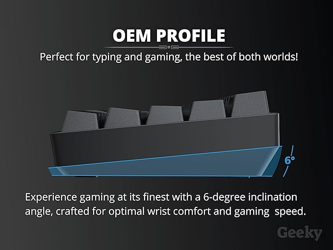 Geeky GK61 60% | Hot Swappable Mechanical Gaming Keyboard | 61 Keys Multi Color RGB LED Backlit for PC/Mac Gamer | ANSI US American Layout (Black, Mechanical Blue)