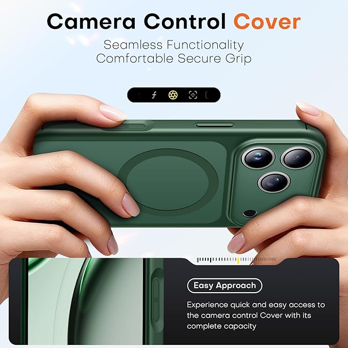 TAURI for iPhone 17 Pro Max Case, Compatible with MagSafe, (Full Camera Protection) Camera Control Cover Solid-Color Matte Magnetic 17 Pro Max Phone Case, Green