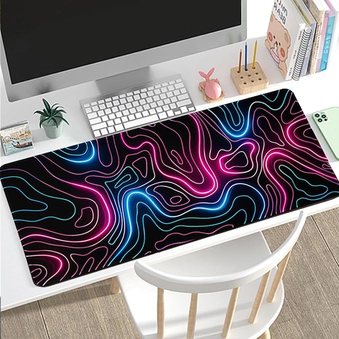 Rcege Large Mouse Pad for Desk - Gaming Mouse Pad with Stitched Edges, Anti-Slip Base for Keyboard and Mouse(Dazzle Red, 23.6L x 11.8W inches)