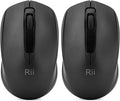 Rii Wireless Mouse,2.4G Portable Computer Mice for PC, Laptop, Windows,Office Included Wireless USB dongle (2-Pack(Black))