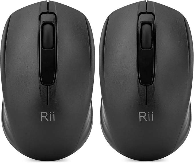 Rii Wireless Mouse,2.4G Portable Computer Mice for PC, Laptop, Windows,Office Included Wireless USB dongle (2-Pack(Black))