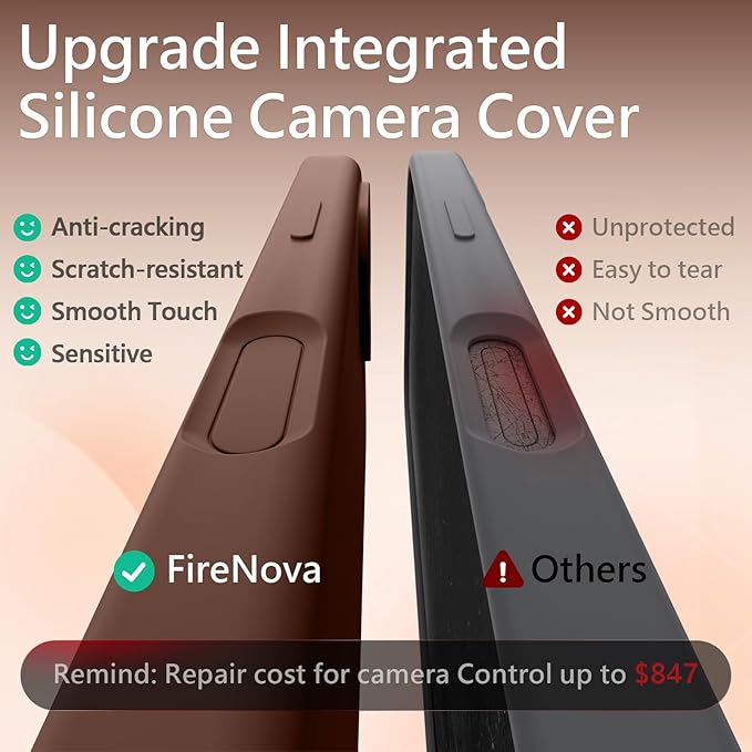 FireNova Magnetic for iPhone 17 Case, Compatible with MagSafe, [Integrated Silicone Camera Control Button] [Camera Protection] Anti-Scratch Microfiber Lining Phone Case, 6.3", Light Brown