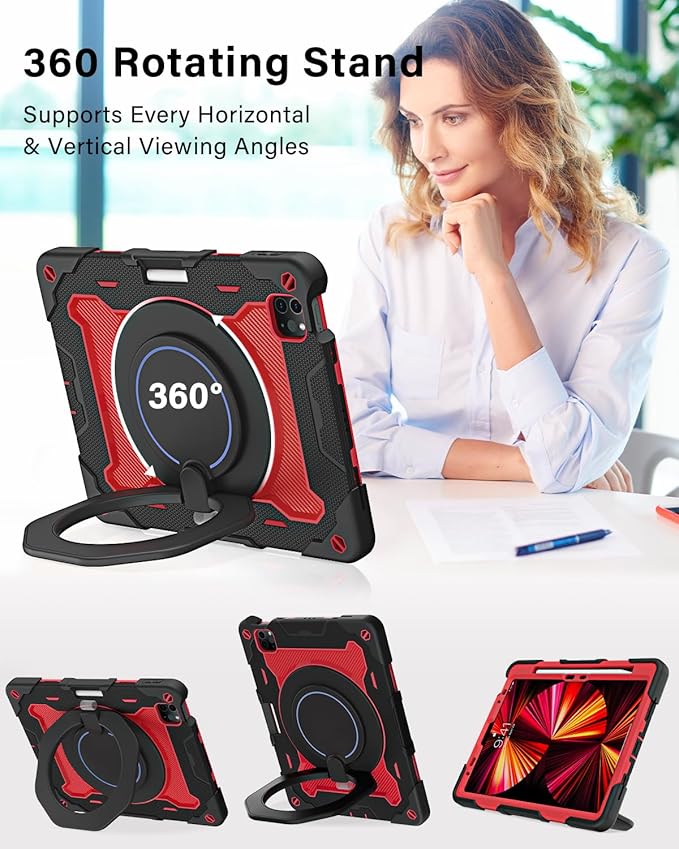ROISKIN for iPad Air 11 inch M4/M3/M2 Case, iPad Pro 11 inch 4th/3rd/2nd/1st Generation,iPad Air 5th/4th 10.9 inch Case,Heavy Duty Shockproof with 360 Stand Handle Shoulder Strap Pen Holder for Kids