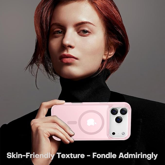 Newfuture Magnetic for iPhone 17 Pro Max Case [Compatible with Magsafe] [Military Grade Drop Protection] Translucent Matte Anti-Scratch Shockproof Protective Phone Cover 6.9 Inch, Pink Sand