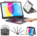 TSQQST Clear Wireless Keyboard Case for iPad (A16) 11th Generation 11-inch 2025/ iPad 10th Generation 10.9-inch 2022 with Pencil Holder & Multi-Touch Trackpad, 7-Color Backlit, 360 Rotatable, Black