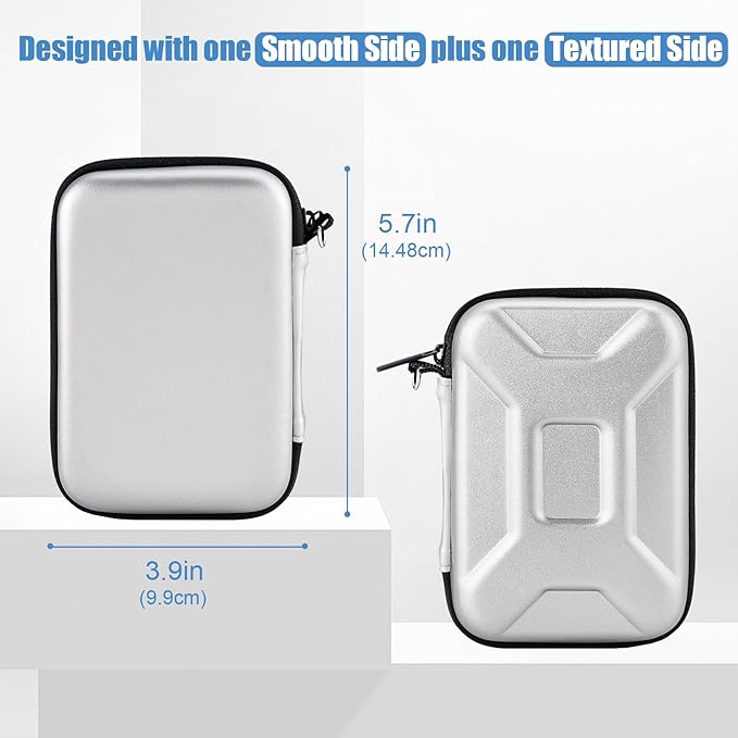 ProCase Hard Drive Case for Canvio Basics Western Digital WD Elements My Passport Seagate Portable Backup Plus Slim 1TB 2TB 3TB 4TB USB 3.0, 2.5”, Samsung T9 Portable External Hard Drive Case -Silver