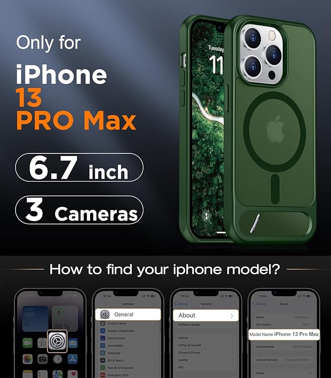 Magnetic Compatible with iPhone 13 Pro Max Case, [Built-in Invisible Kickstand][Compatible with MagSafe] [Military Grade Shockproof] Slim Translucent Matte Phone Case for iPhone 13 Pro Max 6.7"