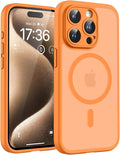 TOCOL for Phone 15 Pro Max Case, Compatible with Magsafe Charger, Full Camera Protection, Drop Protection, Translucent Matte Phone Case for iPhone 15 Pro Max 6.7 inch (Orange)