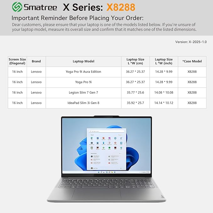 Smatree Hard EVA Protective Sleeve Case Compatible for 16 inch Lenovo IdeaPad Slim 3i Gen 8, ThinkPad P16 Gen 3, ThinkPad T16g Gen 3, Legion Slim 7 Gen 7, Yoga Pro 9i, White (X8288W)