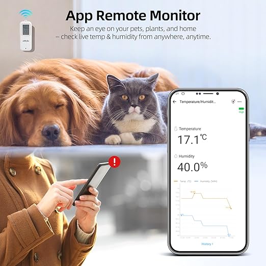 eMylo Zigbee Temperature Humidity Sensor, IP65 Waterproof LED Smart Thermometer Hygrometer for Home Automation, Remote Monitoring, Hub Required, Compatible with Echo Devices with Zigbee Hub Built-in
