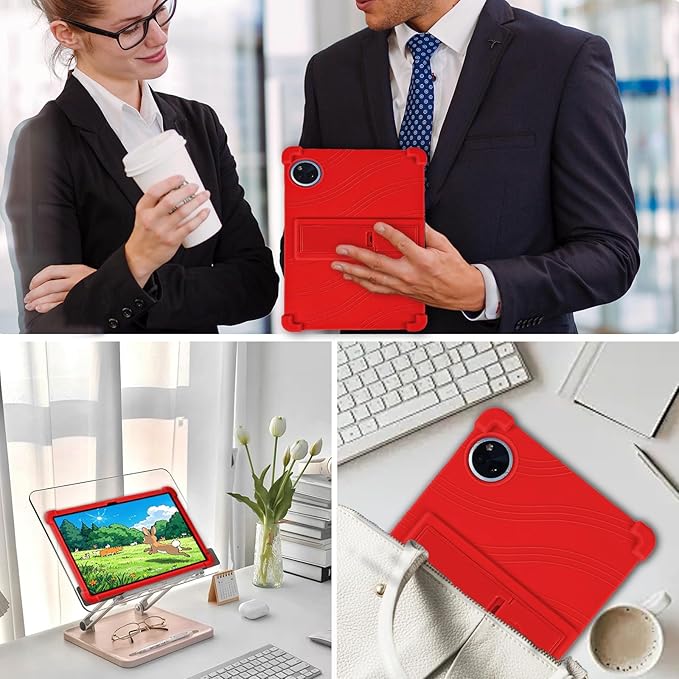 ATOOZ for DOOGEE U11 Case 11 Inch,Soft Silicone Kids Case for DOOGEE U11 Pro Tablet 2025/Teclast P50 Tablet with Stand (Red)
