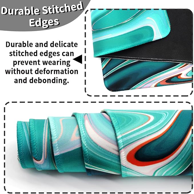 Benvo Extended Mouse Pad with Stitched Edges Extra Large Gaming Mousepads with Non-Slip Rubber Base and Micro-Weave Cloth Desk Mat for Gamer Office Home(35.4x15.7 inch, Marble Green)
