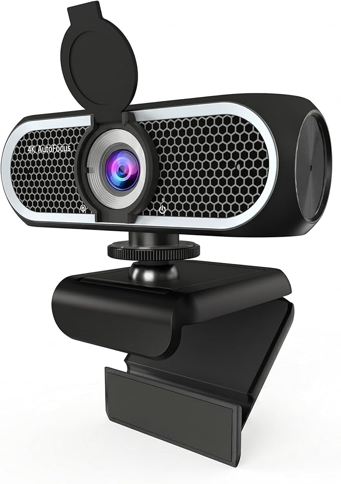 C65 4K Webcam for PC with Autofocus, USB Webcam with Dual Noise-Reducing Mic, Auto White Balance, Low Light Correction, Privacy Shutter, Tripod Included, Streaming Camera for Laptop Desktop Zoom Teams