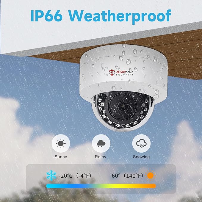 Anpviz 4MP PoE IP Dome Camera with Microphone/Audio, IP Security Camera Outdoor Indoor, 98ft Night Vision, IP66 Waterproof, 2.8mm Wide Angle Lens, 24/7 Recording, Not PTZ, NDAA,IPC-D240W-S (U Series)
