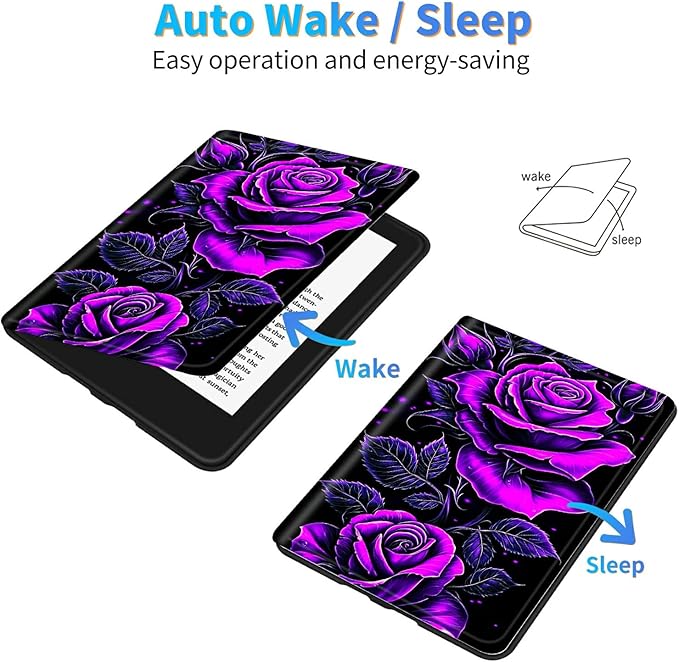 for Amazon Kindle Fire Max 11 (13th Generation, 2023 Release) 11" Tablet Case, Slim Kickstand Stand Leather Smart Cover with Auto Wake/Sleep, Purple Rose 01
