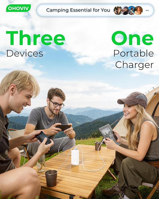 OHOVIV Portable Charger 50000mAh Power Bank - 22.5W Fast Charging External Battery Pack,USB-C Portable Phone Charger for iPhone 17/16/15/14/13 Pro Android Samsung, for Travel Camping Essential-White