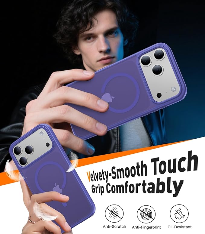 Magnetic for iPhone 17 Pro Case,[Anti-Slip][Compatible with MagSafe][Military Grade Drop Protection] Shockproof Protective Translucent Matte Phone Case for iPhone 17 Pro Case,Cobalt Blue