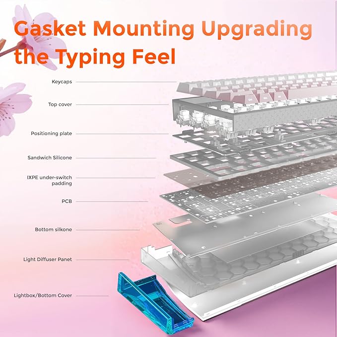 DAREU COOL68 60% Sakura Pink Wired Gaming Keyboard, Rapid Trigger Magnetic Switch Keyboard with 8000Hz Polling Rate, Adjustable Actuation, 0.1ms Latency, SOCD, Gasket Mount, Hot swappable, RGB Light