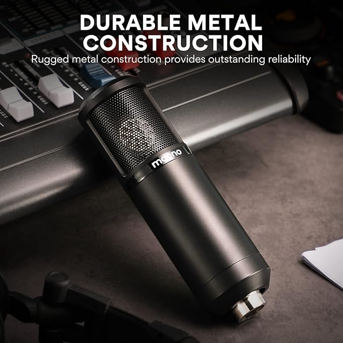 MAONO Condenser Microphone with 25mm Large Diaphragm, Professional Cardioid Studio Condenser Recording Mic with 3.5mm XLR for podcasting, Streaming, Singing, Vocal, Home-Studio (AU-PM325T)
